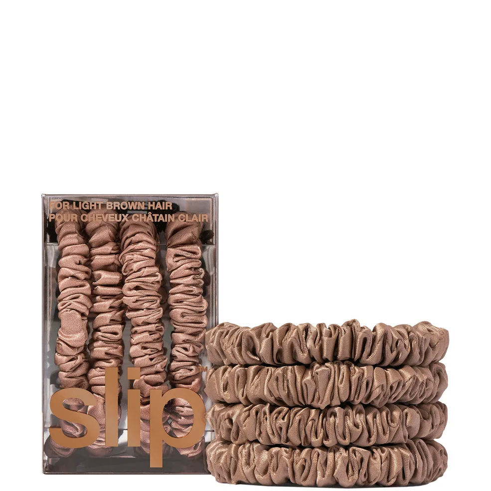 Slip Pure Silk Skinny Scrunchies - Light Brown Afbeelding 1