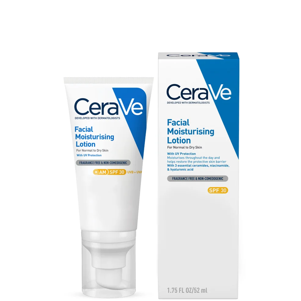 CeraVe AM Hydraterende Gezichtslotion SPF30 met Ceramides voor Normale tot Droge Huid 52 ml Afbeelding 1
