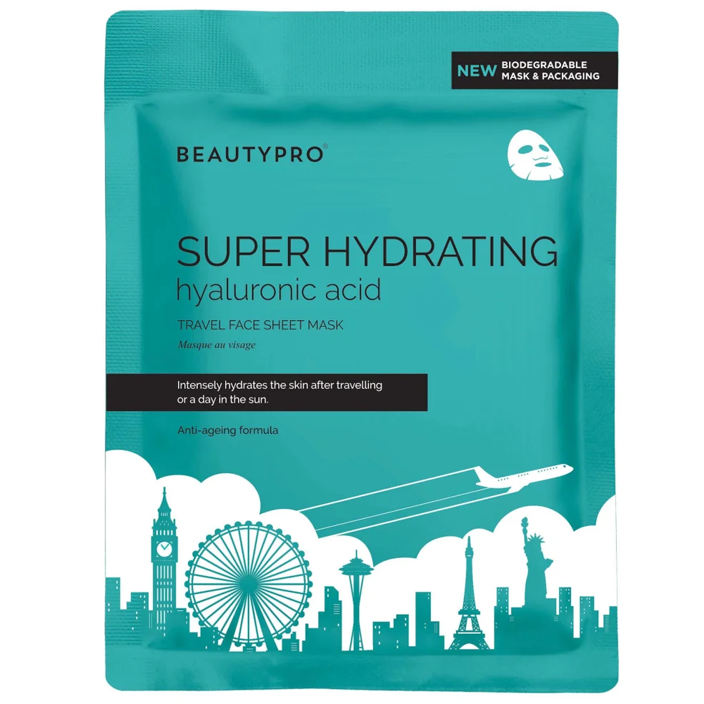 BEAUTYPRO Super Hydrating Hyaluronic Acid Travel Face Sheet Mask Afbeelding 1