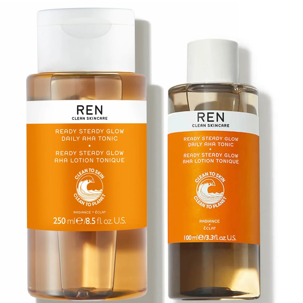 REN Clean Skincare Ready Steady Glow Daily AHA Tonic Home and Away Duo Afbeelding 1