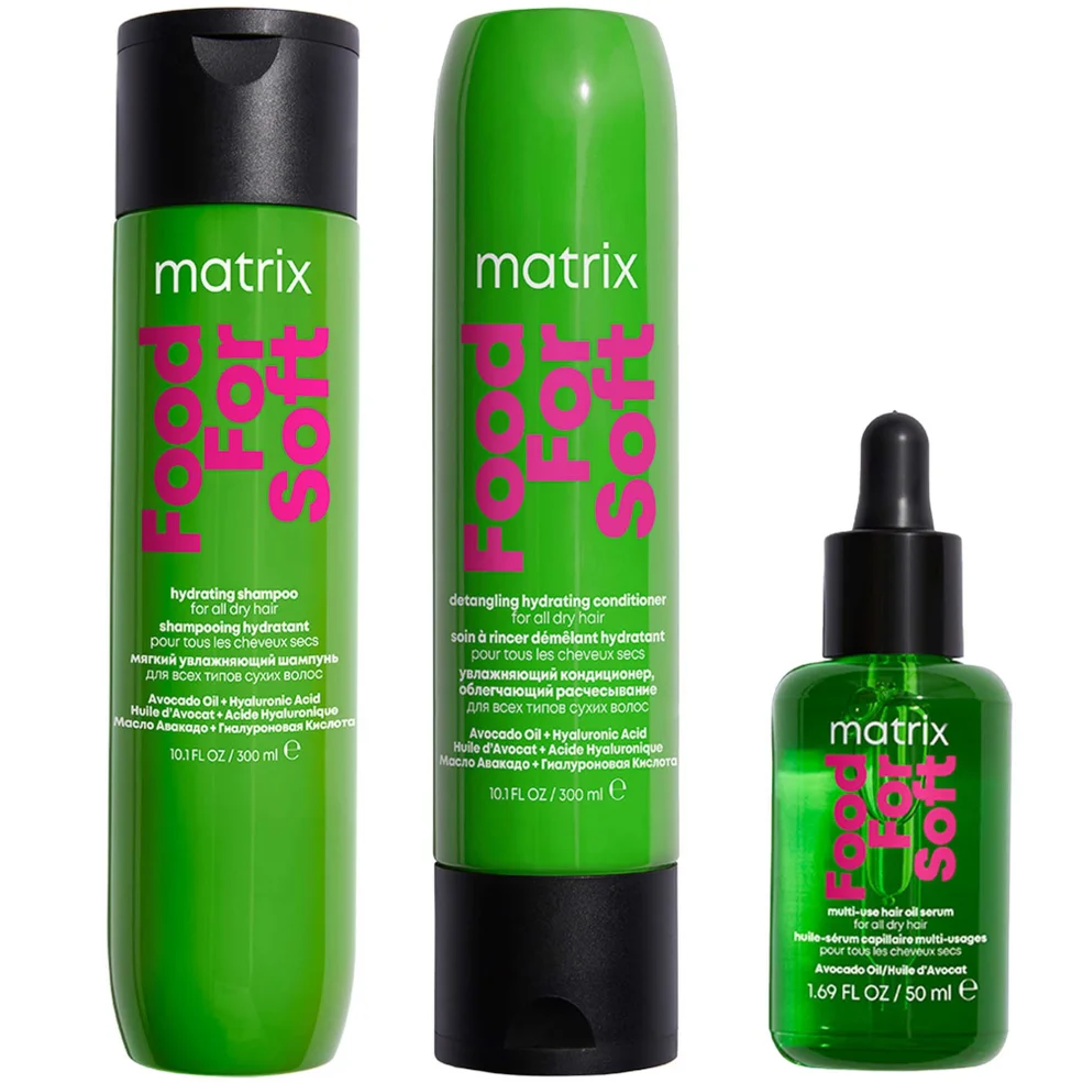 Matrix Food for Soft Hydrating Shampoo, Conditioner and Hair Oil with Avocado Oil and Hyaluronic Acid for Dry Hair Routine Afbeelding 1