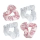 brushworks Roze en Witte Satijnen Scrunchies (Verpakking met 4 Stuks)
