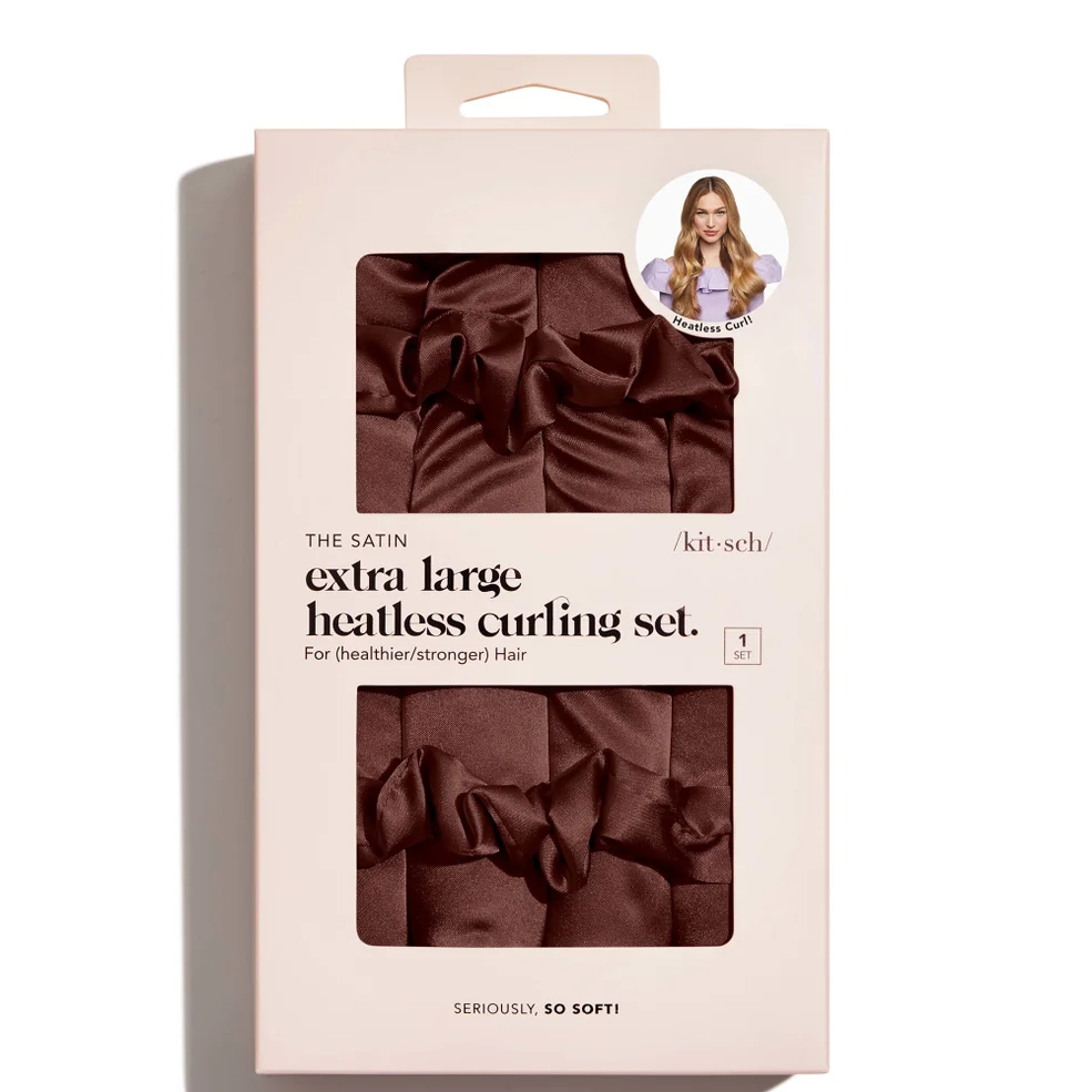 Kitsch XL Satin Heatless Curling Set - Chocolate Afbeelding 1