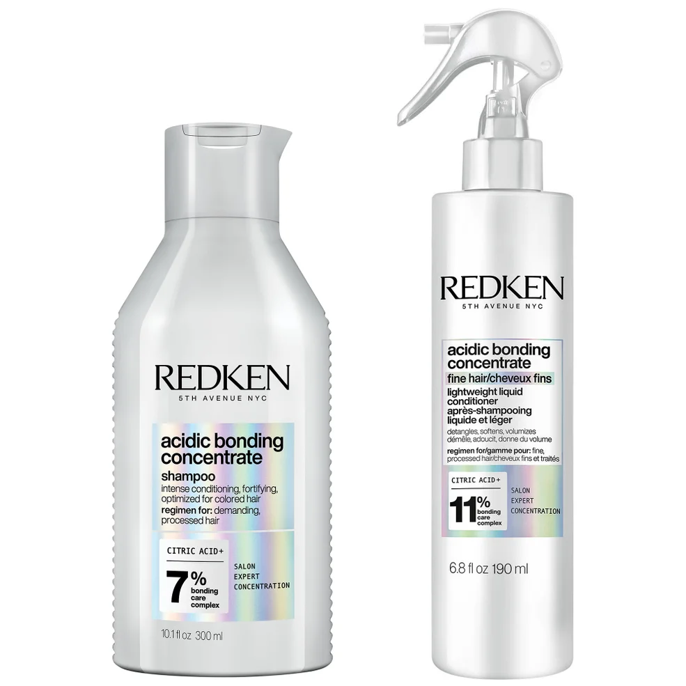 Redken Acidic Bonding Concentrate Shampoo and Lightweight Liquid Conditioner Bond Repair Bundle for Fine Hair Afbeelding 1