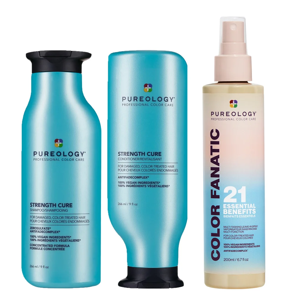 Pureology Strength Cure Shampoo, Conditioner and Color Fanatic Spray Routine for Damaged Hair Afbeelding 1