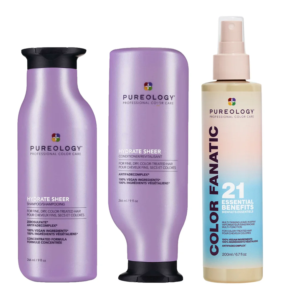 Pureology Hydrate Sheer Shampoo, Conditioner and Color Fanatic Spray Routine for Dry, Colour Treated Hair Afbeelding 1