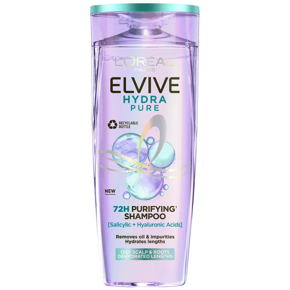 L'Oréal Paris Elvive Hydra Pure 72h Zuiverende Shampoo met Hyaluron en Salicylzuur 500 ml Afbeelding 1