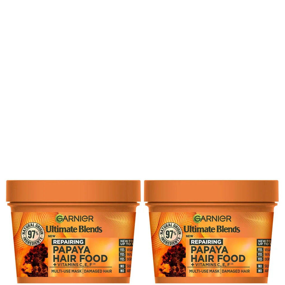 Garnier Ultimate Blends Papaya 3-in-1 Damaged Hair Mask Duo Afbeelding 1