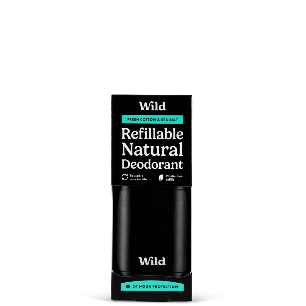 Wild Men's Fresh Cotton and Sea Salt Deodorant in Black Case 40g Afbeelding 1