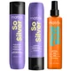 Matrix So Silver Purple Shampoo and Conditioner For Blonde, Silver and Grey Hair and Anti-Frizz Mega Sleek Iron Smoother Bundle