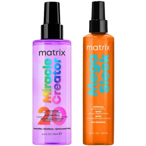 Matrix Mega Sleek Iron Smoother For Anti-Frizz and Humidity Protection + Miracle Creator 20 Benefits Hair Treatment Spray Bundle - undefined undefined
