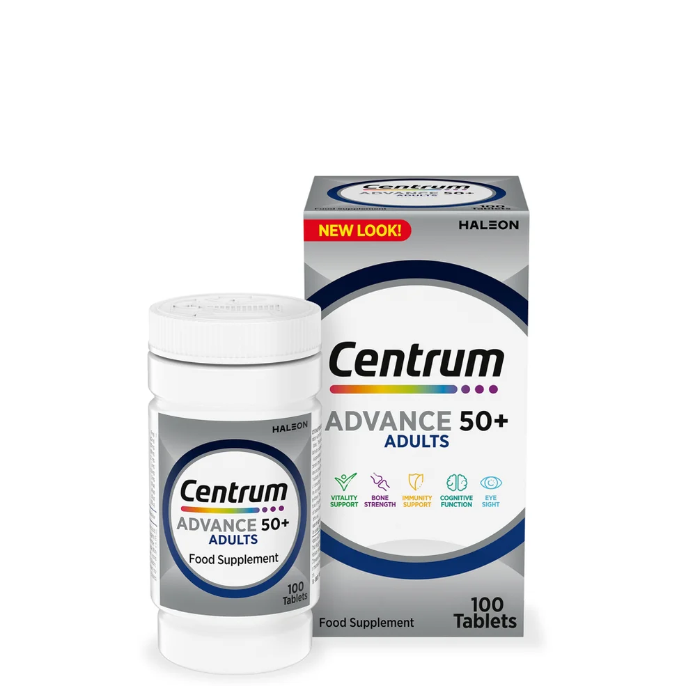Centrum Advance 50+ Multivitamins and Minerals Tablets - 100 Tablets Afbeelding 1