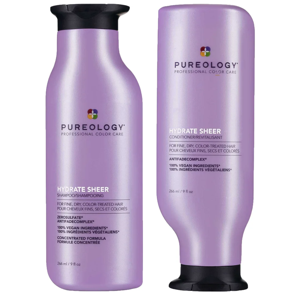 Pureology Hydrate Sheer Shampoo and Conditioner Bundle for Fine, Dry Hair, Sulphate Free for a Gentle Cleanse Afbeelding 1