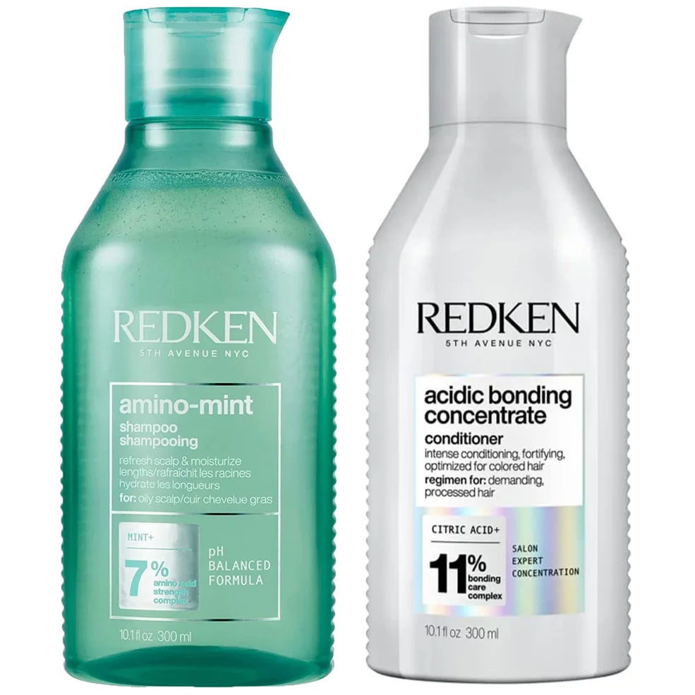 Redken Amino Mint Scalp Cleansing for Greasy Hair Shampoo and Acidic Bonding Concentrate Conditioner Bundle Afbeelding 1
