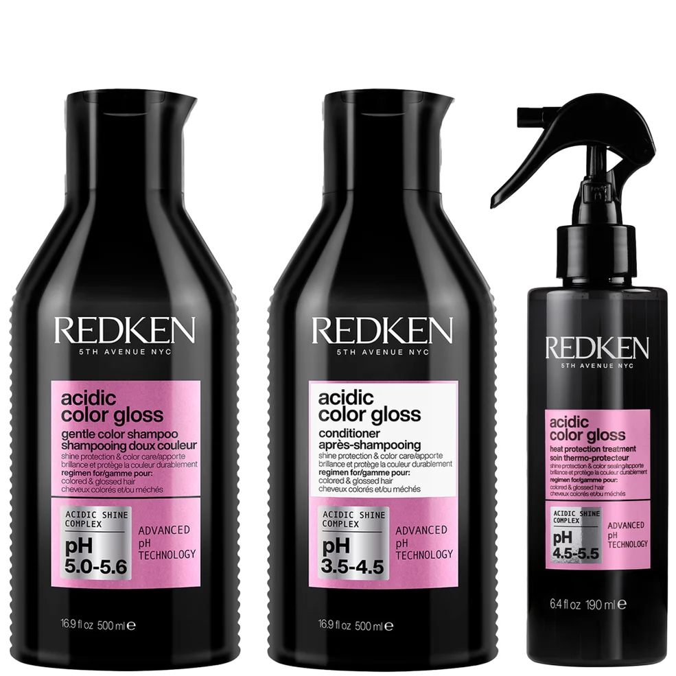 Redken Acidic Color Gloss Sulphate-Free Shampoo and Conditioner 500ml and Heat Protection Leave-in Treatment 190ml Bundle Afbeelding 1