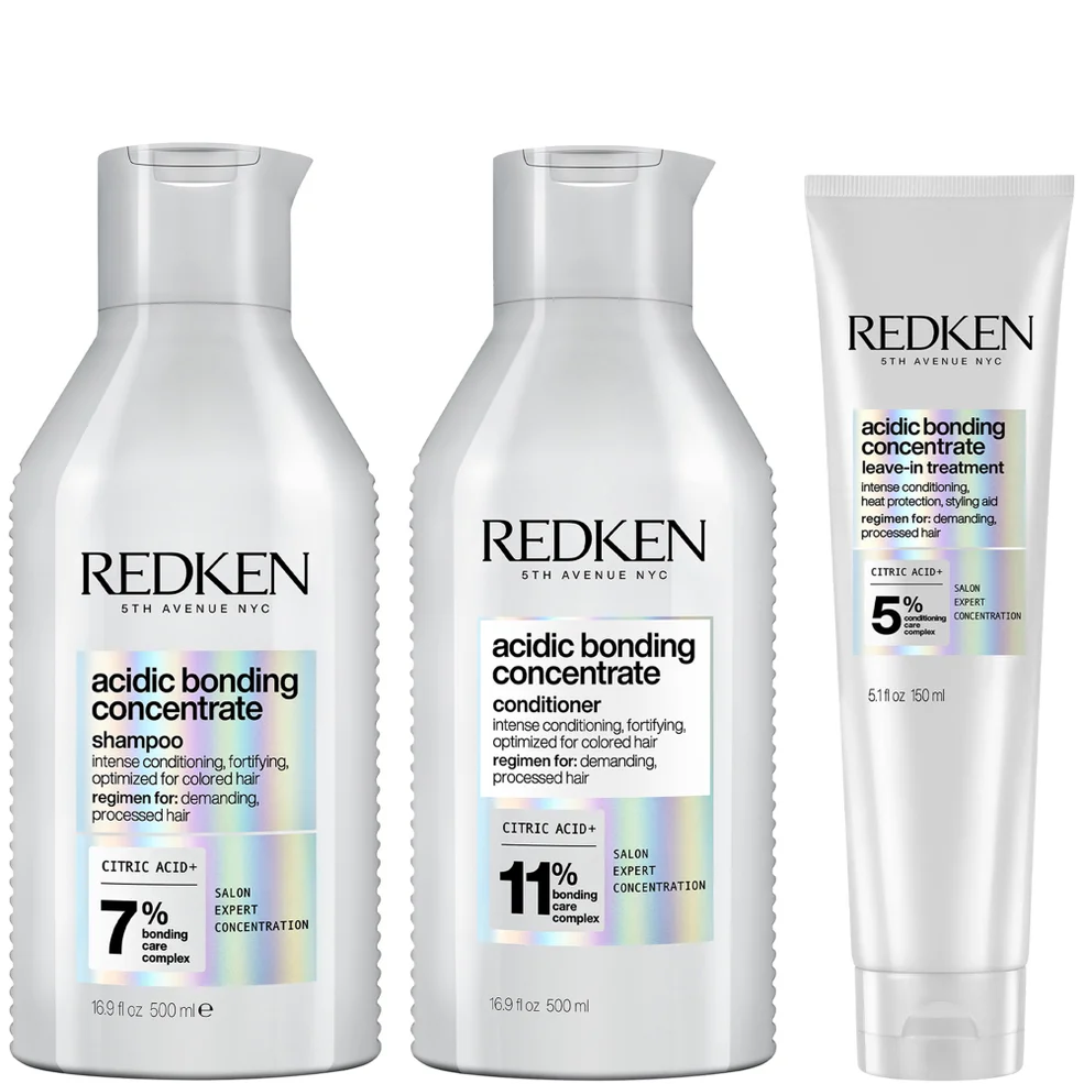 Redken Acidic Bonding Concentrate Shampoo 500ml, Conditioner 500ml and Leave-in Treatment 150ml Bond Repair Supersize Bundle Afbeelding 1