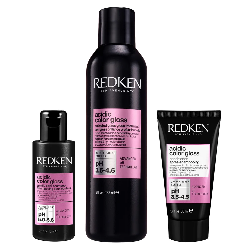 Redken Acidic Color Gloss Shampoo Mini 75ml, Activated Glass Gloss Treatment 237ml and Conditioner Mini 50ml Afbeelding 1