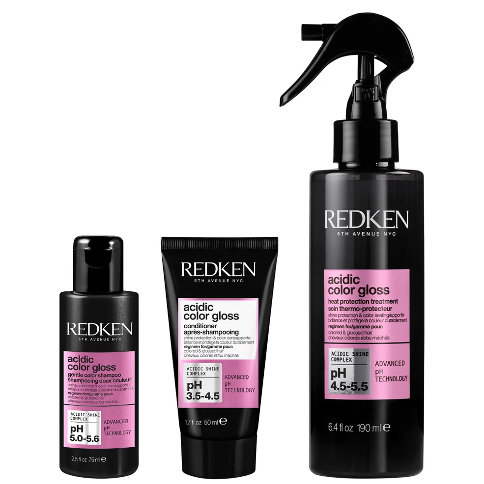 Redken Acidic Color Gloss Shampoo Mini 75ml, Conditioner Mini 50ml and Heat Protection Treatment 190ml Afbeelding 1