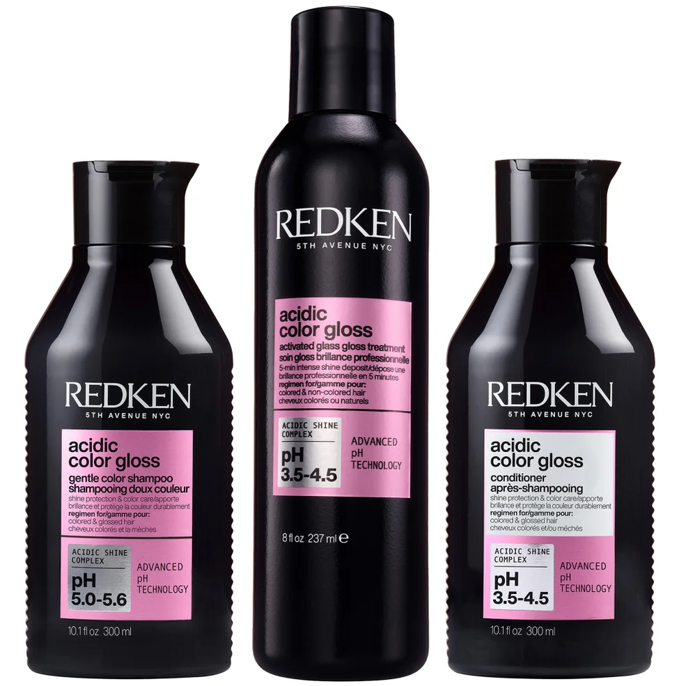 Redken Acidic Color Gloss Shampoo 300ml, Activated Glass Gloss Treatment 237ml and Conditioner 300ml Afbeelding 1