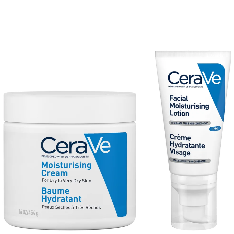 CeraVe Evening Moisturising Routine for Dry Skin, Face and Body Moisturiser with Hyaluronic Acid Afbeelding 1