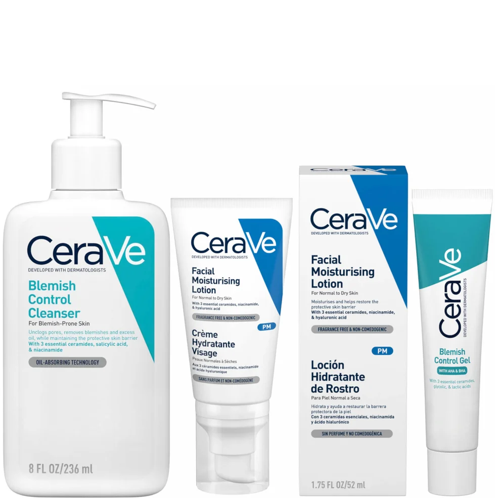 CeraVe 3-Step Blemish Control and Moisturising Evening Routine for Oily to Blemish-Prone Skin with Salicylic Acid Afbeelding 1