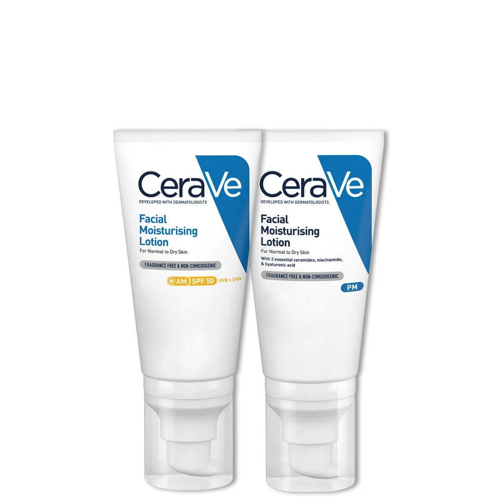 CeraVe Day & Night Facial Moisturising Duo for Dry Skin with SPF 50 and Niacinamide Afbeelding 1
