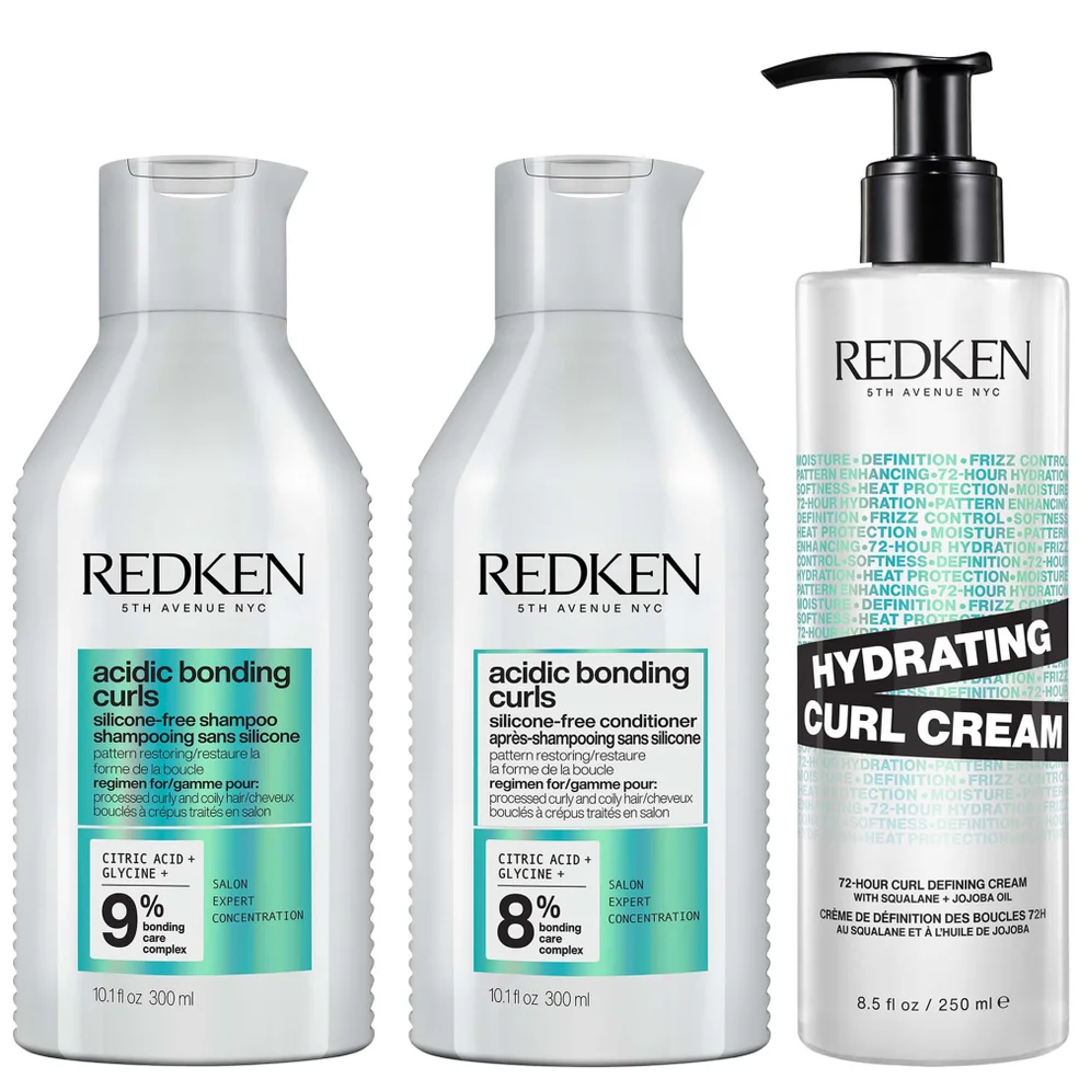Redken Acidic Bonding Curls Shampoo Conditioner and Hydrating Curl Cream for Restoring Damaged Curls and Coils Afbeelding 1