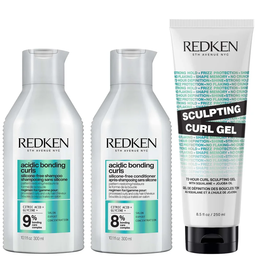 Redken Acidic Bonding Curls Shampoo Conditioner and Sculpting Curl Gel Bonding Care Bundle for Curls and Coils Afbeelding 1