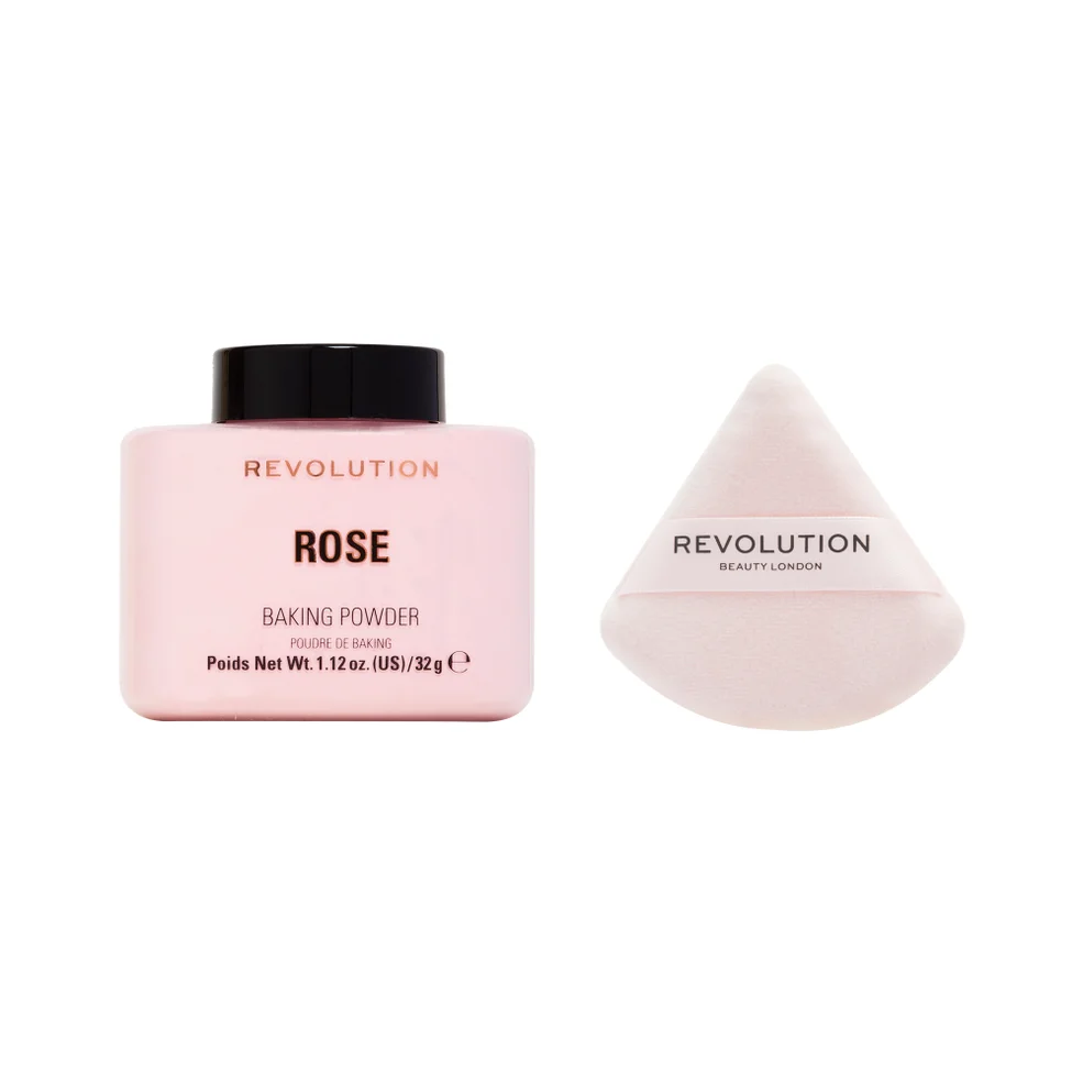 Makeup Revolution Baking Powder and Powder Puff Duo - Rose Afbeelding 1