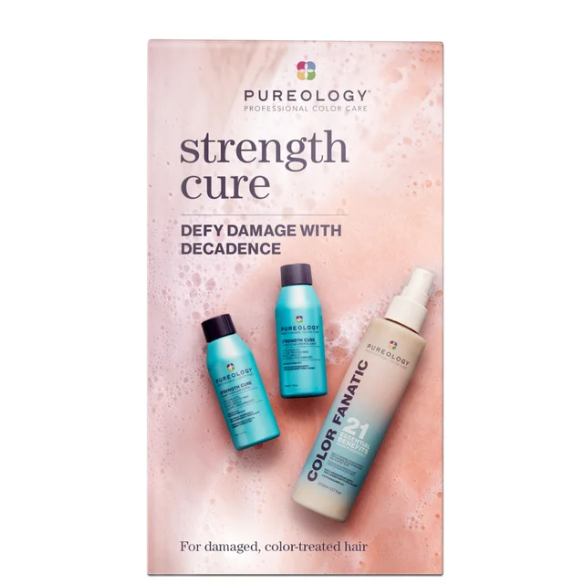 Pureology Strength Cure Discovery Set voor Droog Haar met Mini Shampoo en Conditioner 50 ml en Color Fanatic Spray 200 ml