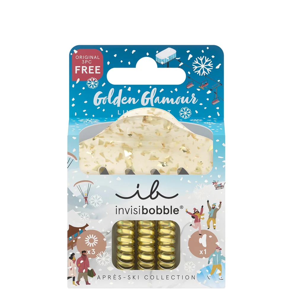 invisibobble Apres Ski Golden Glamour Spiral Scrunchie and Clip Set Afbeelding 1