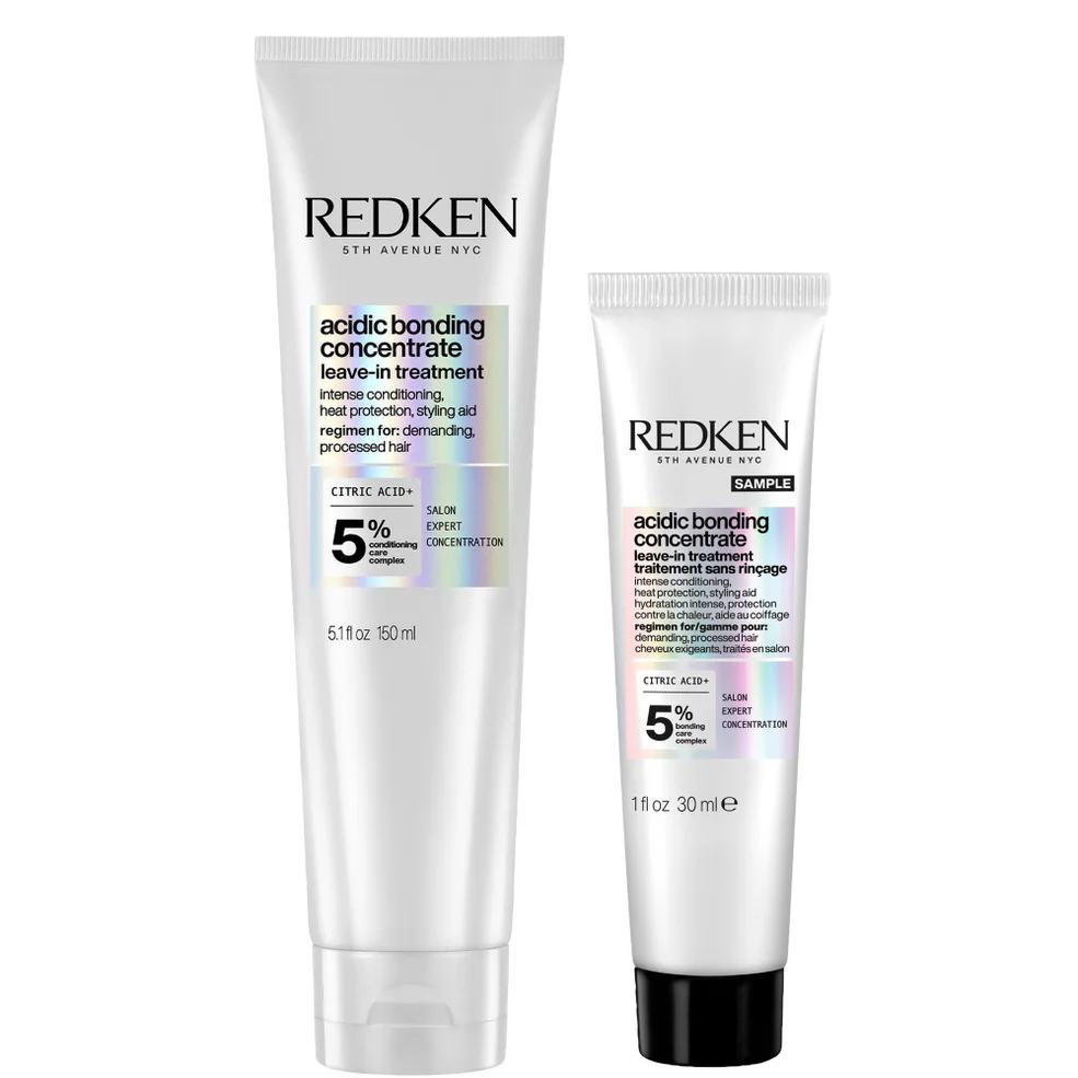 Redken Acidic Bonding Concentrate Leave-In Treatment 150ml with Travel Size Leave-In Treatment 30ml, Bond Repair Bundle Afbeelding 1