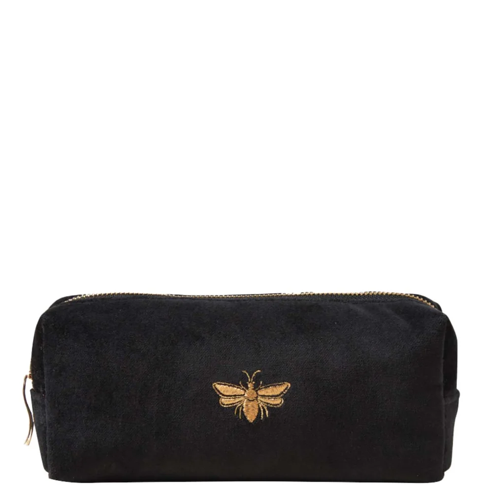 Elizabeth Scarlett Honey Bee Charcoal Velvet Makeup Brush Bag Afbeelding 1