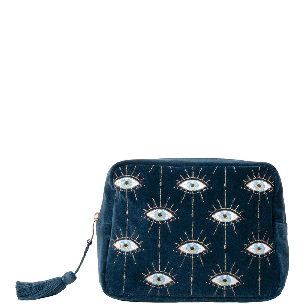 Elizabeth Scarlett Mystical Eye Ink Blue Velvet Wash Bag Afbeelding 1