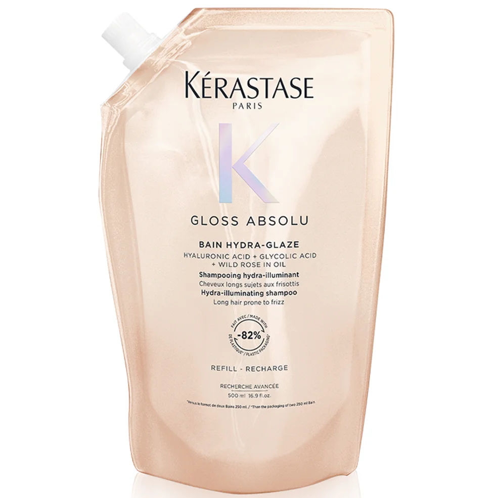 Kérastase Gloss Absolu Refill Pouch Shampoo with Glycolic Acid, Hyaluronic Acid and Wild Rose in Oil 500ml Afbeelding 1