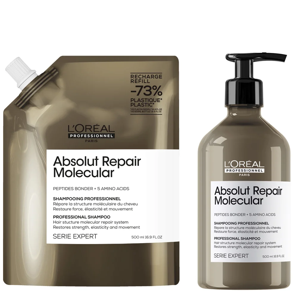 L’Oréal Professionnel Absolut Repair Molecular Shampoo 500ml and Refill Pack 500ml for damaged hair Afbeelding 1