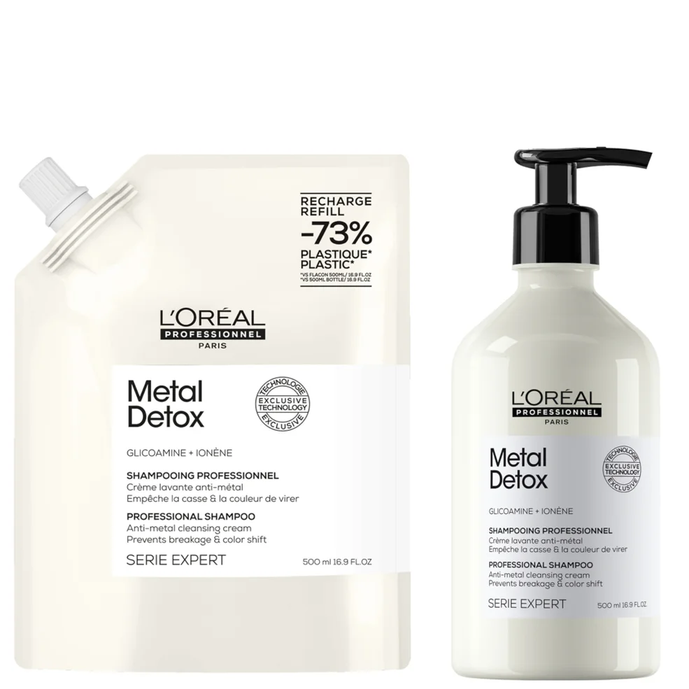 L’Oréal Professionnel Metal Detox Shampoo 500ml and Refill Pack 500ml for breakage & colour protection Afbeelding 1
