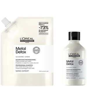 L’Oréal Professionnel Metal Detox Shampoo 300ml and Refill Pack 500ml for breakage & colour protection - undefined undefined
