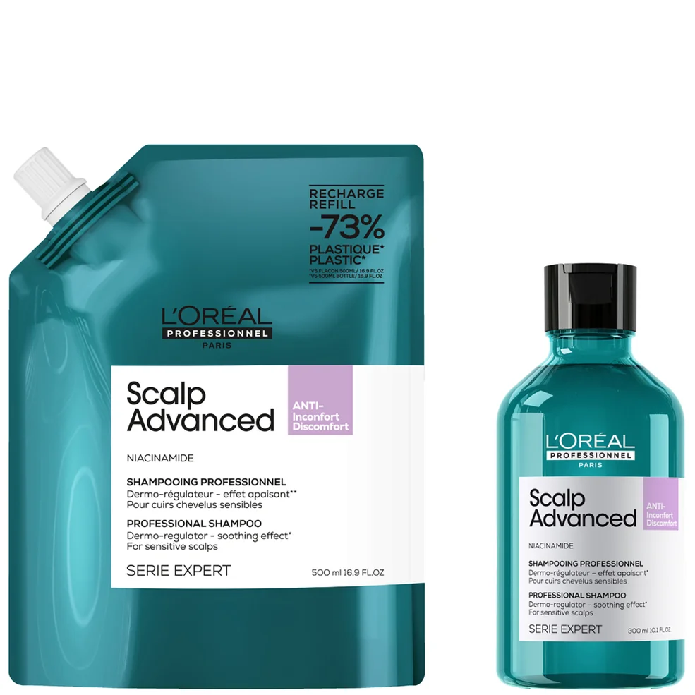 L’Oréal Professionnel Scalp Advanced Anti-Discomfort Shampoo 300ml and Refill Pack 500ml deep scalp treatment Afbeelding 1