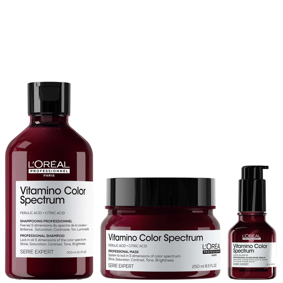 L'Oréal Professionnel Vitamino Color Spectrum Shampoo 300ml, Rinse Off Hair Mask 250ml and Serum 50ml Bundle for Coloured Hair Afbeelding 1