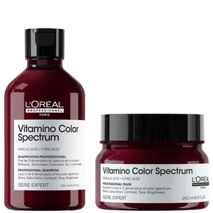 L'Oréal Professionnel Vitamino Color Spectrum Shampoo 300ml and Rinse Off Hair Mask 250ml Bundle for Coloured Hair - undefined undefined