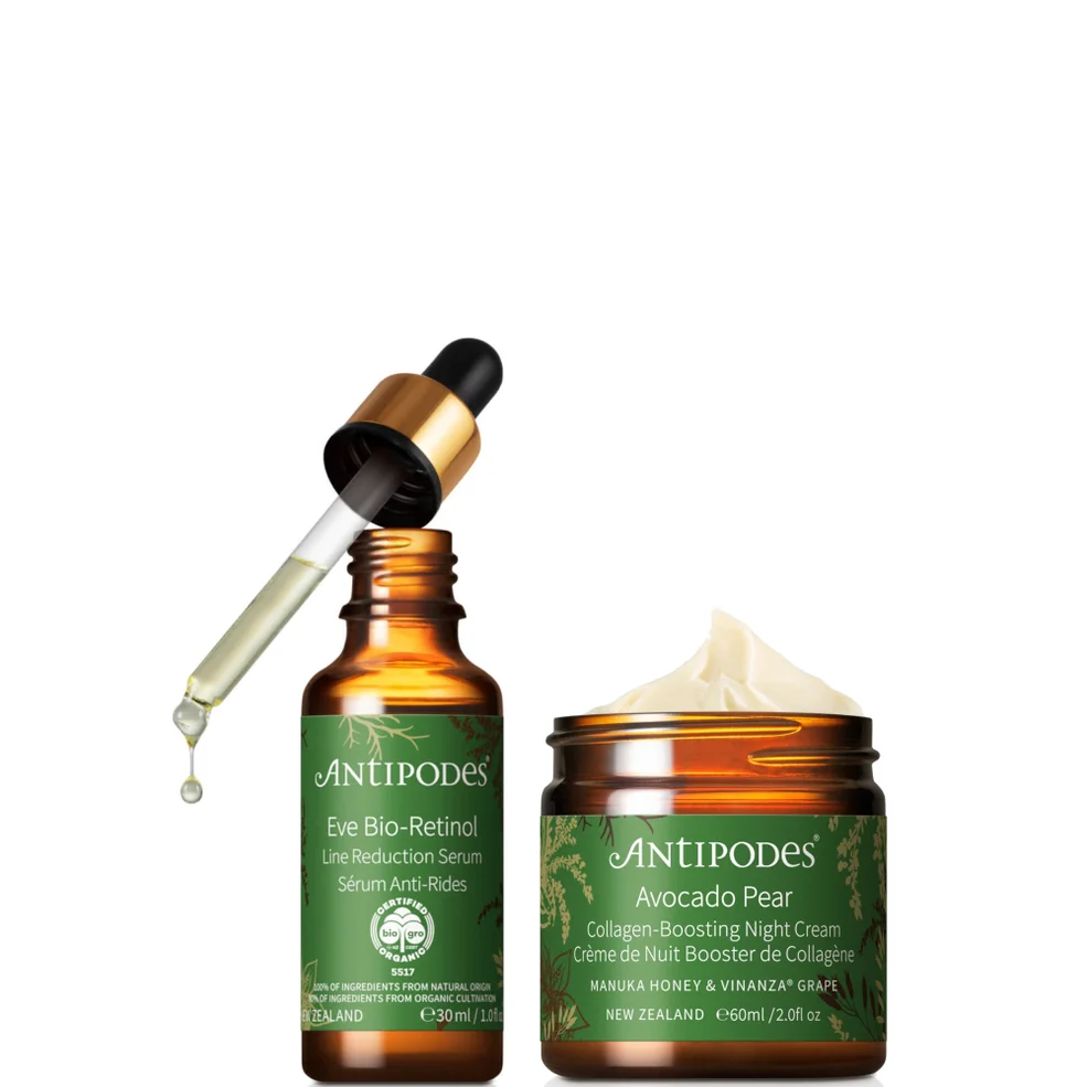 Antipodes Eve Bio-Retinol Line Reduction Serum 30ml, Avocado Pear Collagen-Boosting Night Cream 60ml Bundle Afbeelding 1