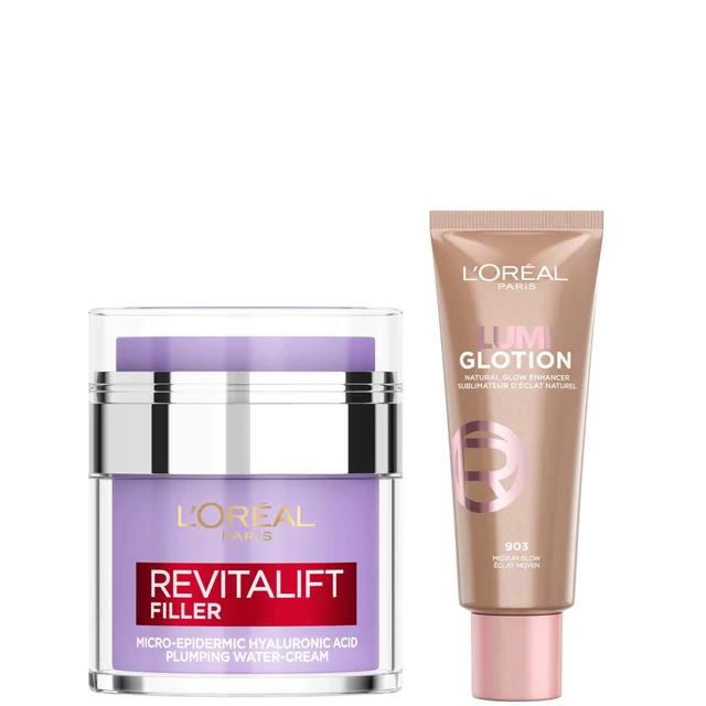 L'Oréal Paris Hyaluronic Filler Water Cream & Lumi Glotion Bundle (Various Shades)