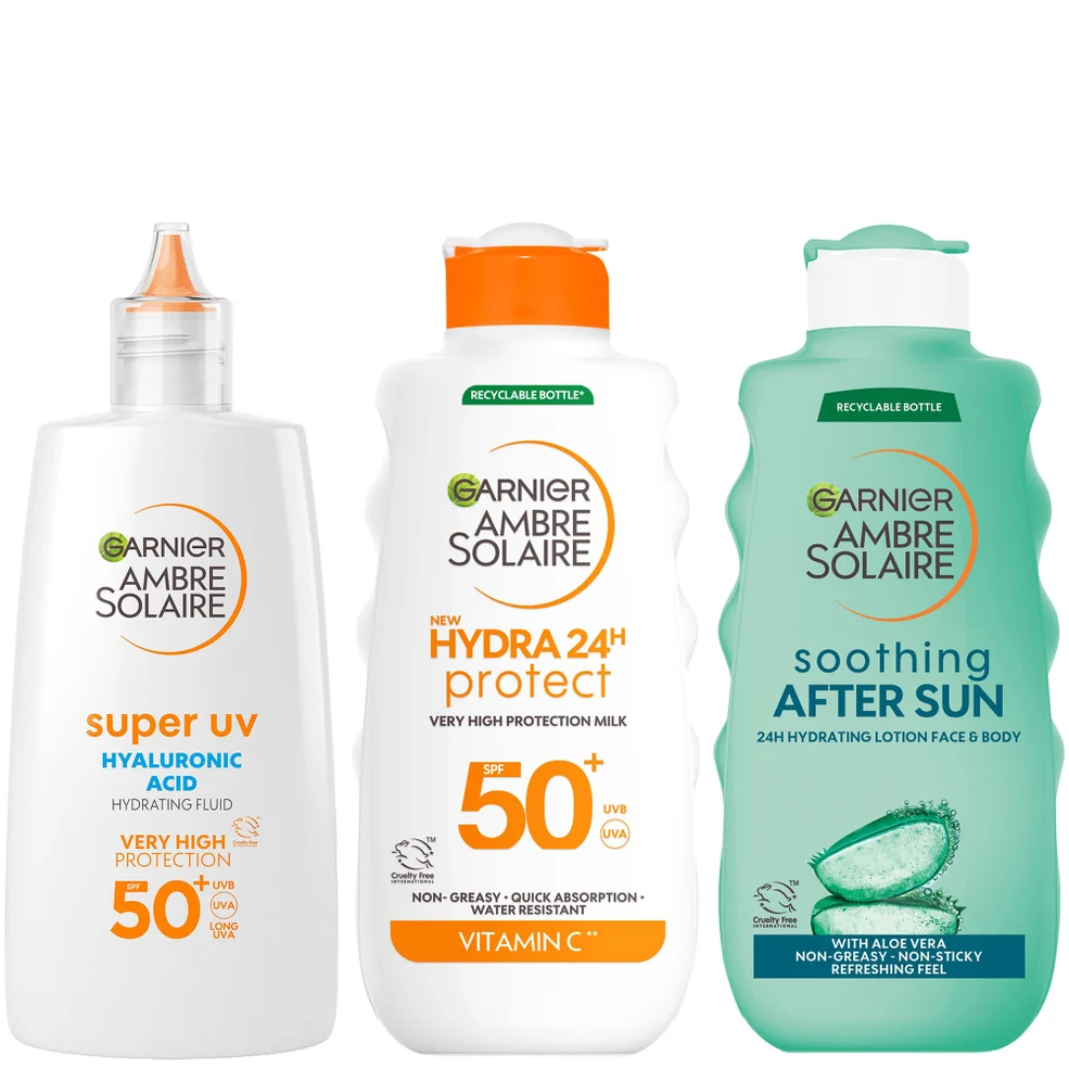 Garnier Ambre Solaire SPF50+ Suncream Face, Body & Aftersun Bundle Afbeelding 1