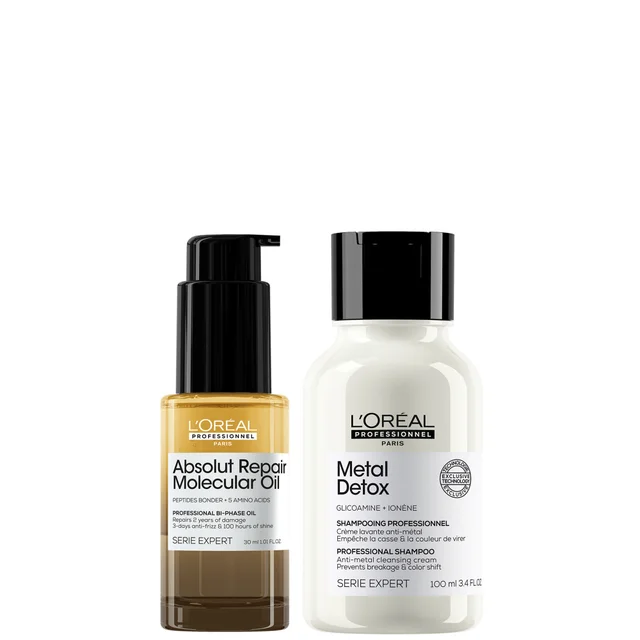 L'Oréal Professionnel Mini Protect & Repair Set: Metal Detox Clarifying Shampoo 100ml & Absolut Repair Molecular Hair Oil