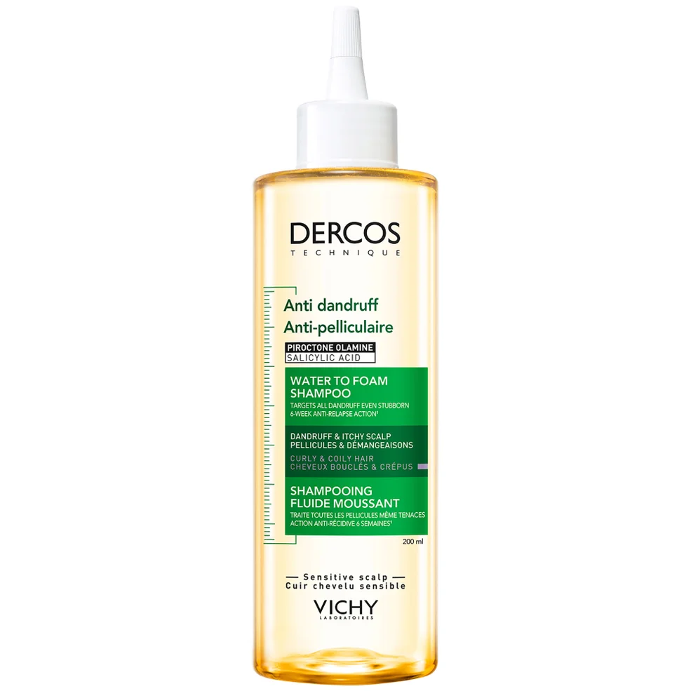 Vichy Dercos Anti-Dandruff Water To Foam Shampoo To Treat Dandruff On All Curls and Coils 200ml Afbeelding 1