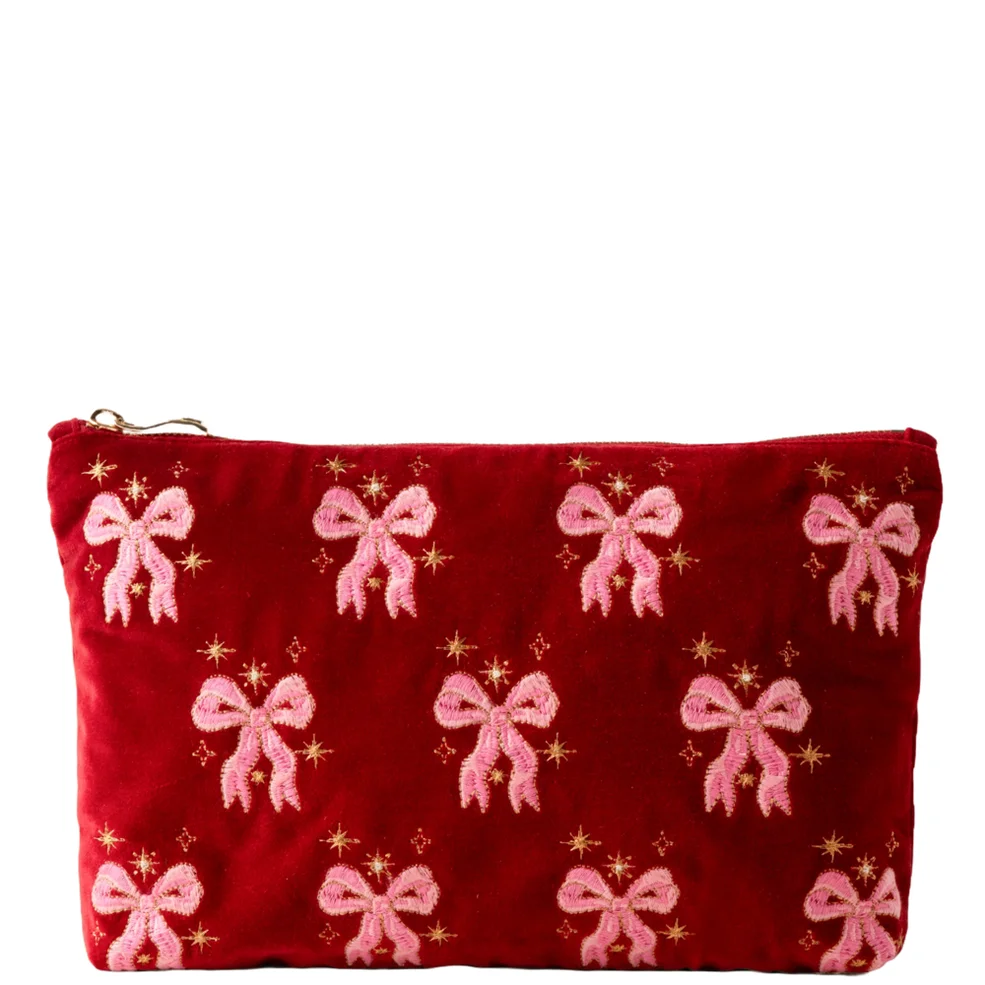 Elizabeth Scarlett Dazzling Bows Velvet Everyday Pouch - Rouge Afbeelding 1