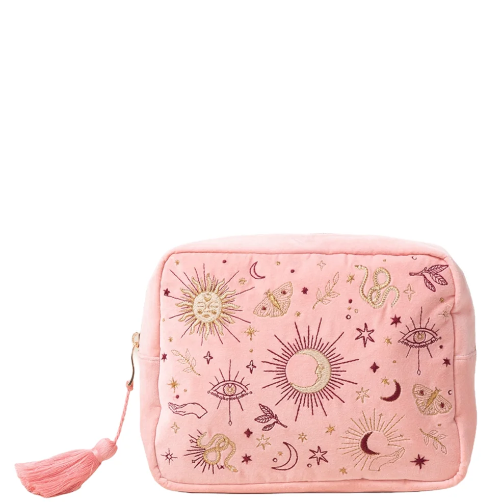Elizabeth Scarlett Boho Mysticism Blush Pink Velvet Wash Bag Afbeelding 1