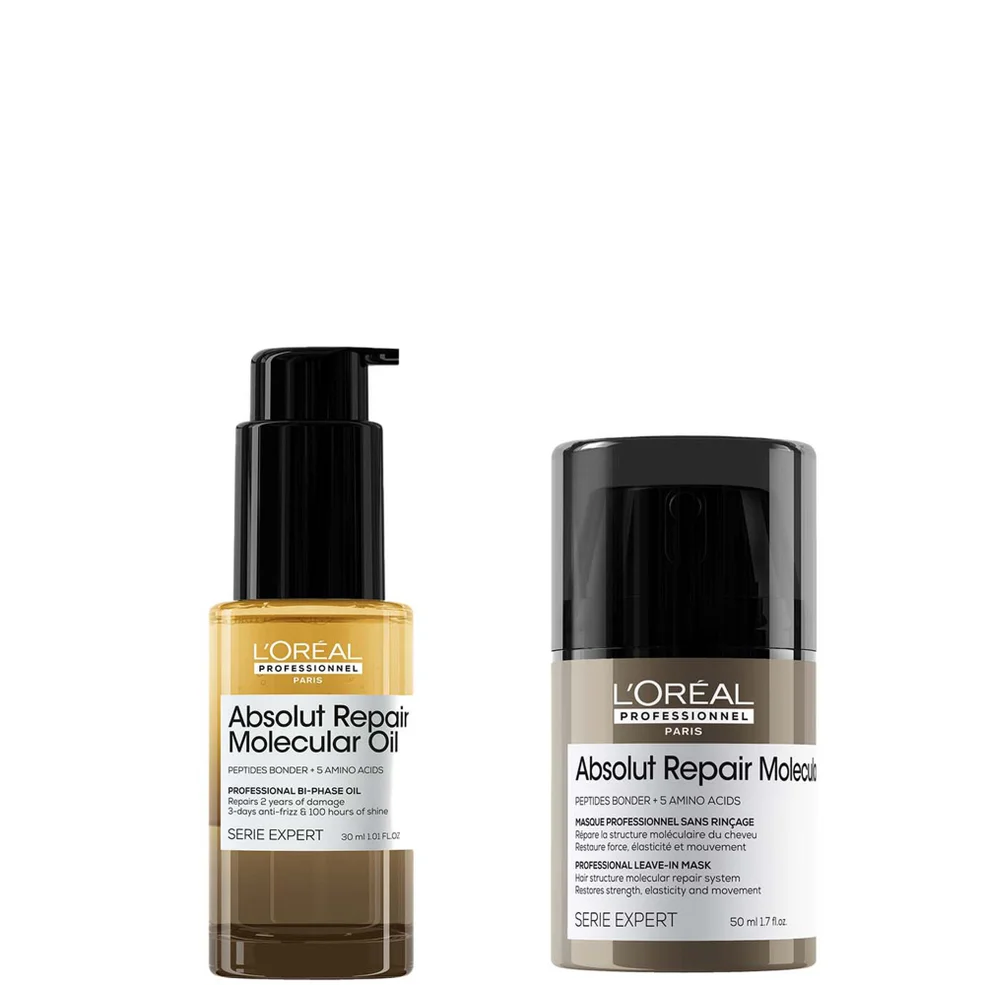 L'Oréal Professionnel Absolut Repair Molecular Leave-in Hair Mask Travel Size 50ml & Bi-phase Hair Oil for Damaged Hair 30ml Afbeelding 1